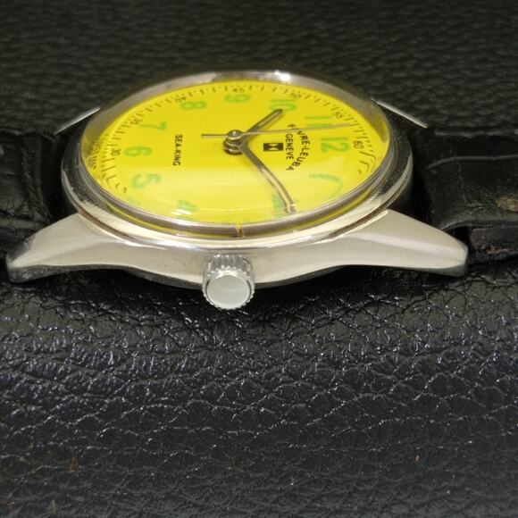 Vintage 1980 Favre Leuba Manual Mens Silver Watch W/Leather Strap - Picture 5 of 9